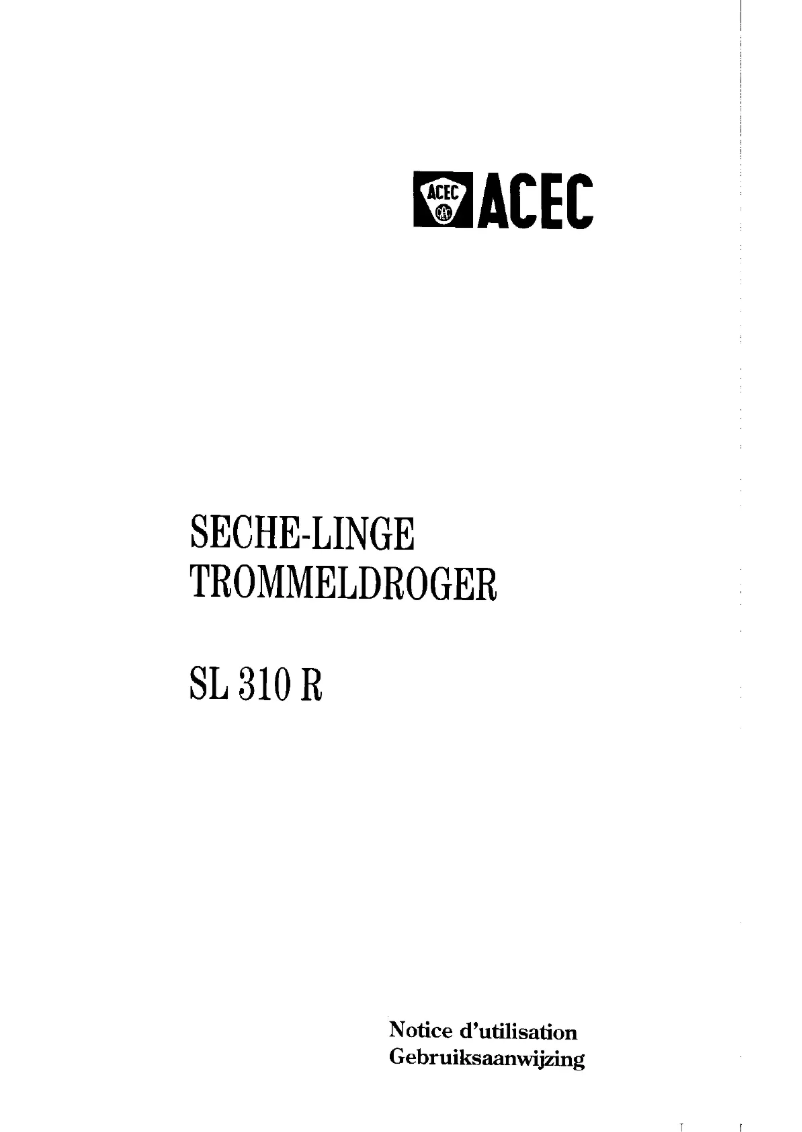 Image de la première page du manuel de l'appareil SL 310 R