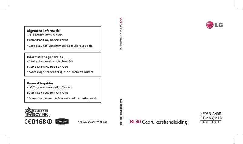 Página 1 del manual Manual de usuario LG New Chocolate