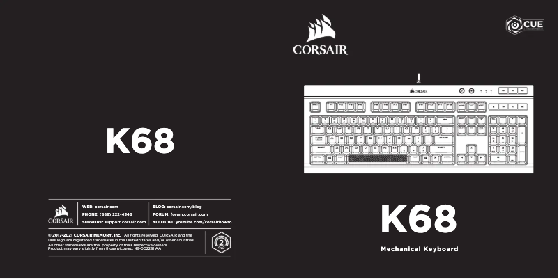 Page 1 de la notice Guide de démarrage rapide Corsair K68