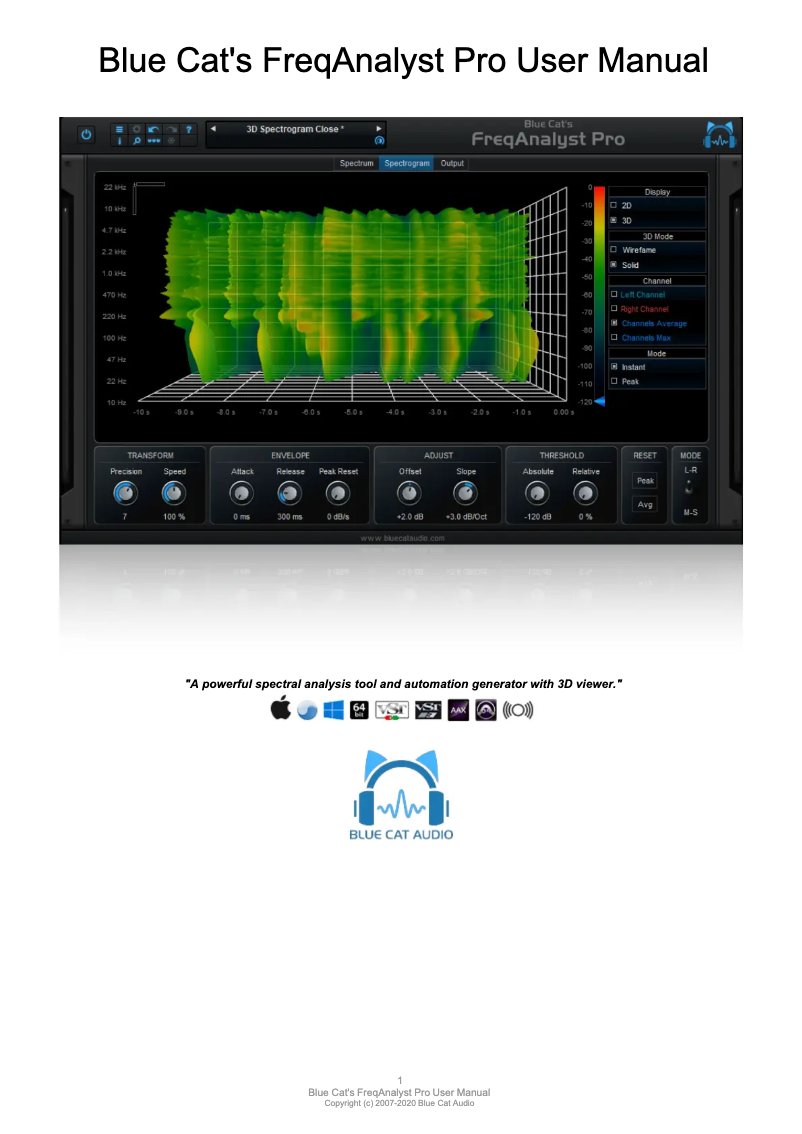 Page 1 de la notice Manuel utilisateur Blue Cat Audio FreqAnalyst Pro