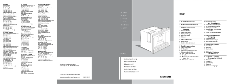 Page 1 de la notice Mode d'emploi Siemens TK76K572