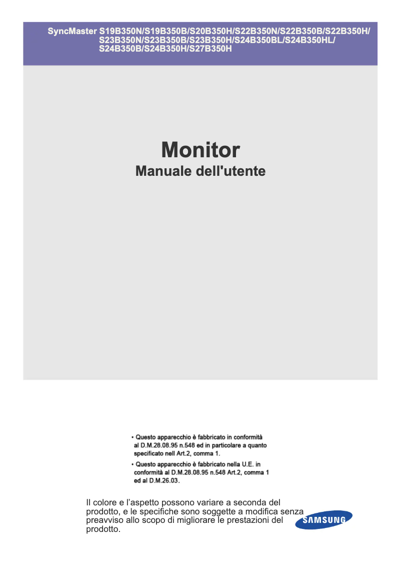 Page n°1 - Manuel utilisateur Samsung SyncMaster S24B350H