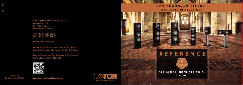 Page 1 de la notice Manuel utilisateur Canton Reference 5 K WBT-Edition