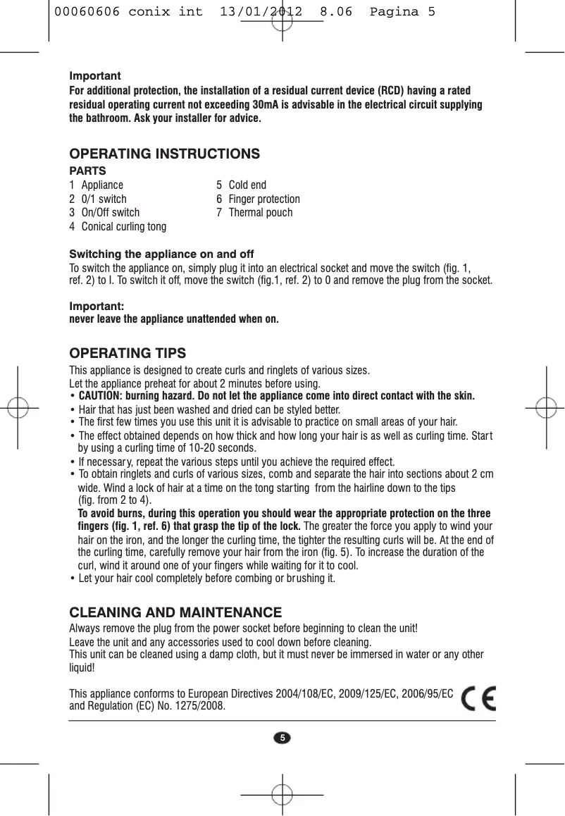 Page n°1 - Manuel utilisateur Valera Conix Krultang