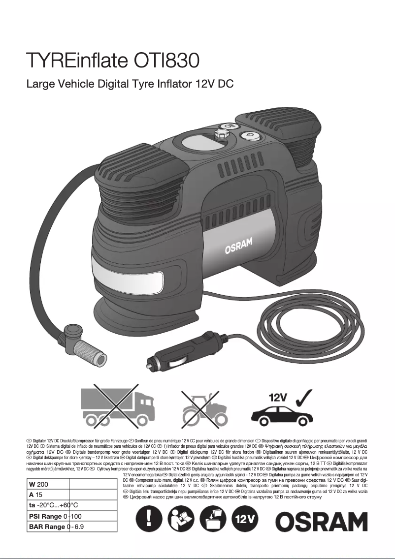 Image de la première page du manuel de l'appareil TYREinflate 830