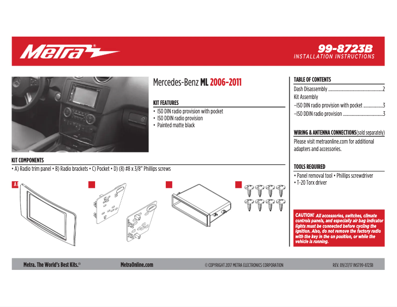 Page n°1 - Manuel utilisateur Metra 99-8723B