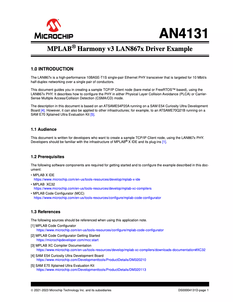 Page 1 de la notice Manuel utilisateur Microchip LAN8671