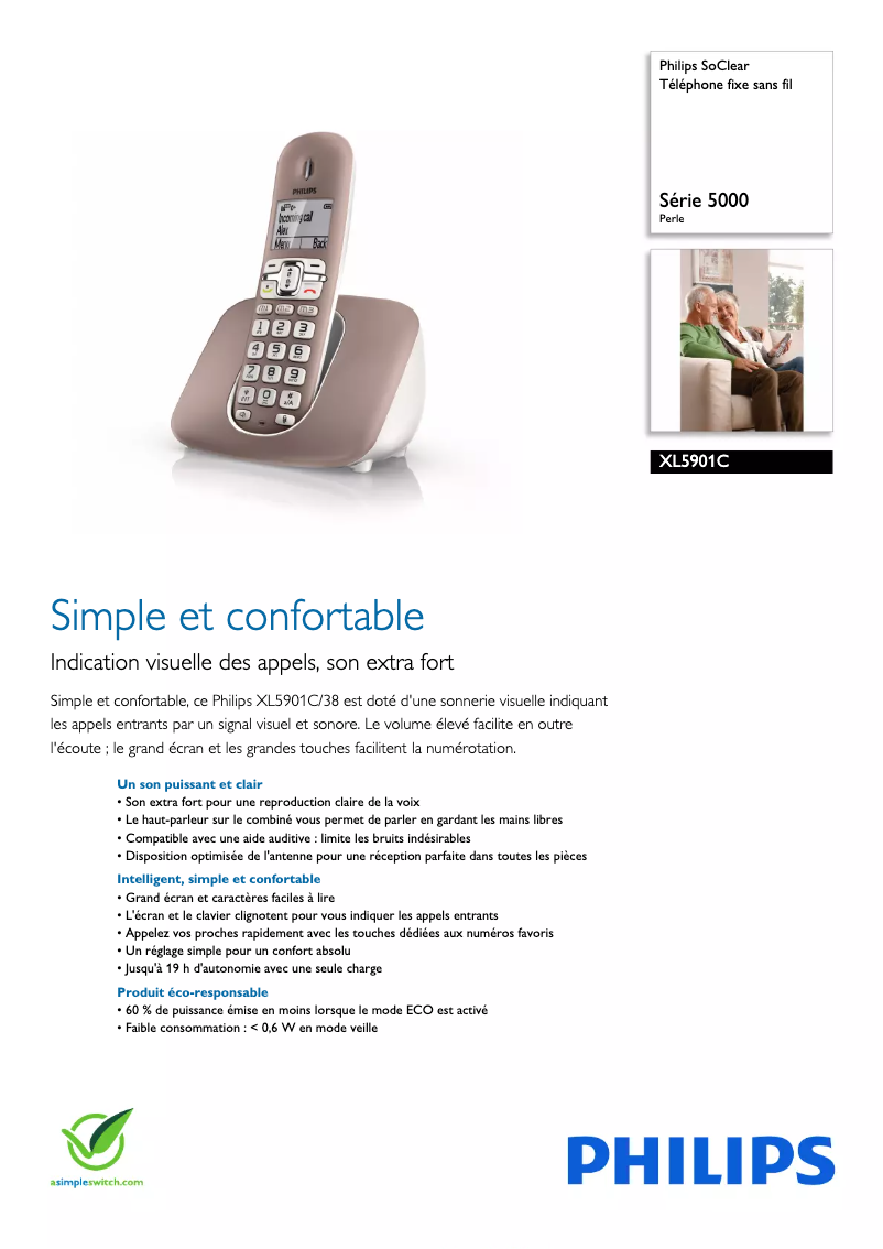 Página 1 del manual Ficha técnica Philips SoClear XL5901C