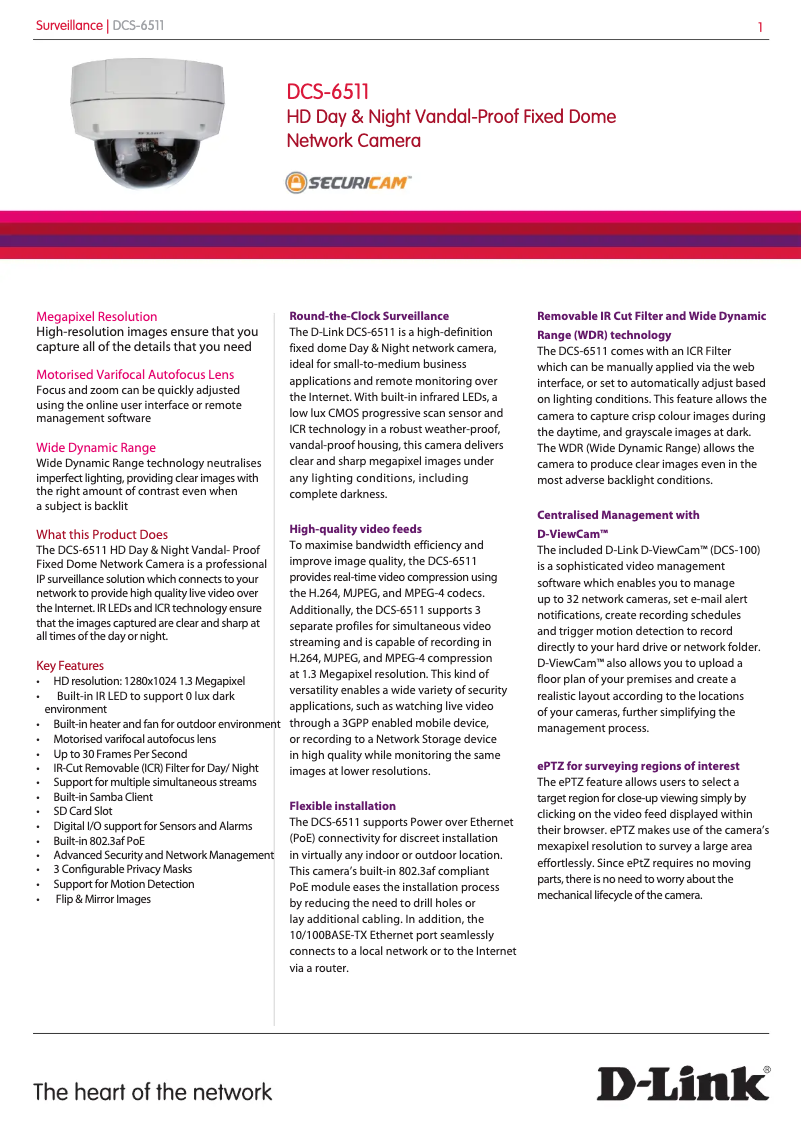 Page 1 de la notice Fiche technique D-Link DCS-34-2