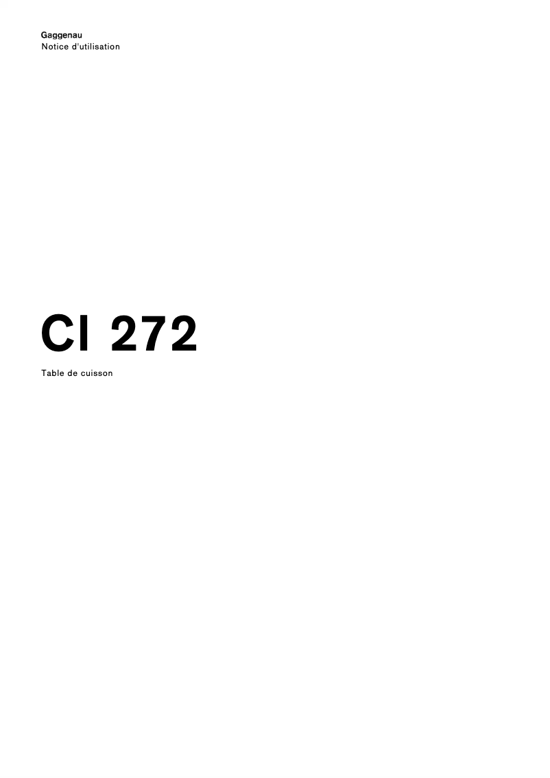 Page n°1 - Manuel utilisateur Gaggenau CI272101