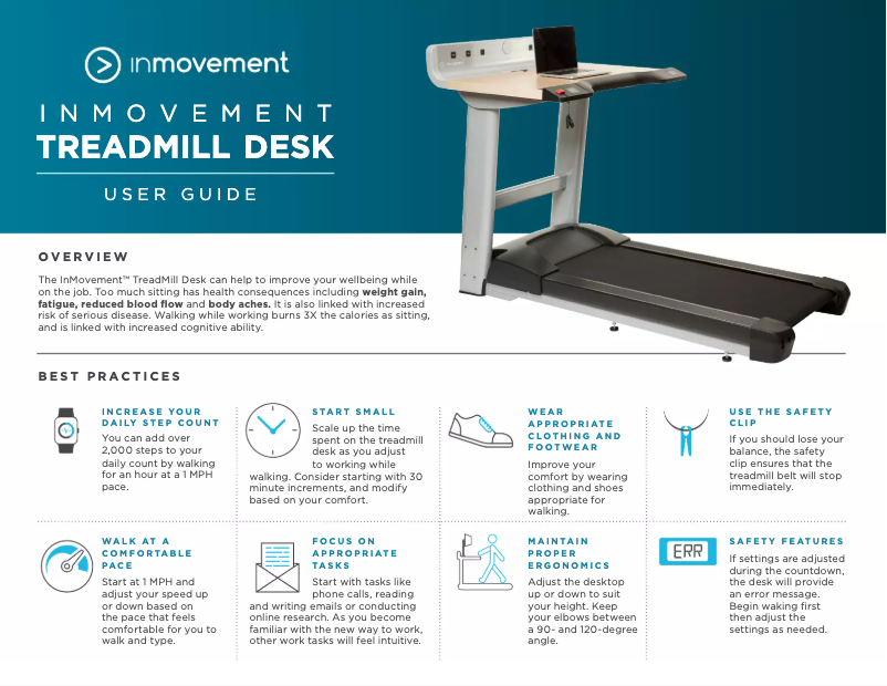 Image de la première page du manuel de l'appareil Treadmill Desk