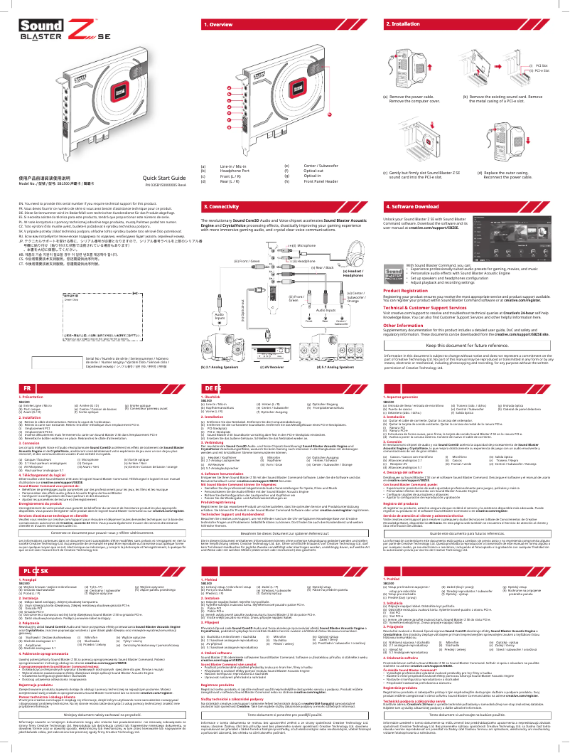 Página 1 del manual Guía de inicio rápido Creative Sound Blaster Z SE