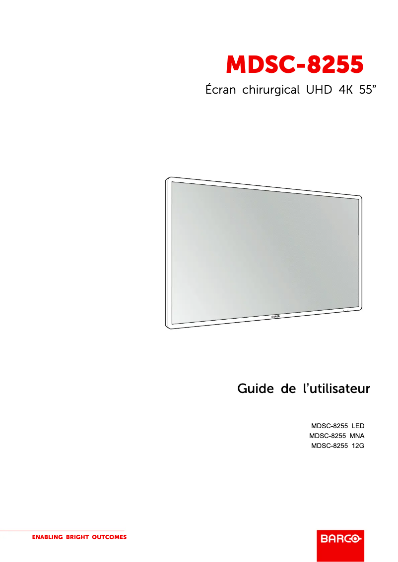 Page n°1 - Manuel utilisateur Barco MDSC-8255