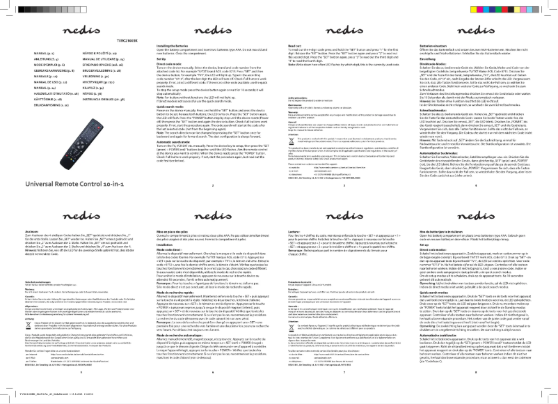 Page 1 de la notice Manuel utilisateur Nedis TVRC2100BK