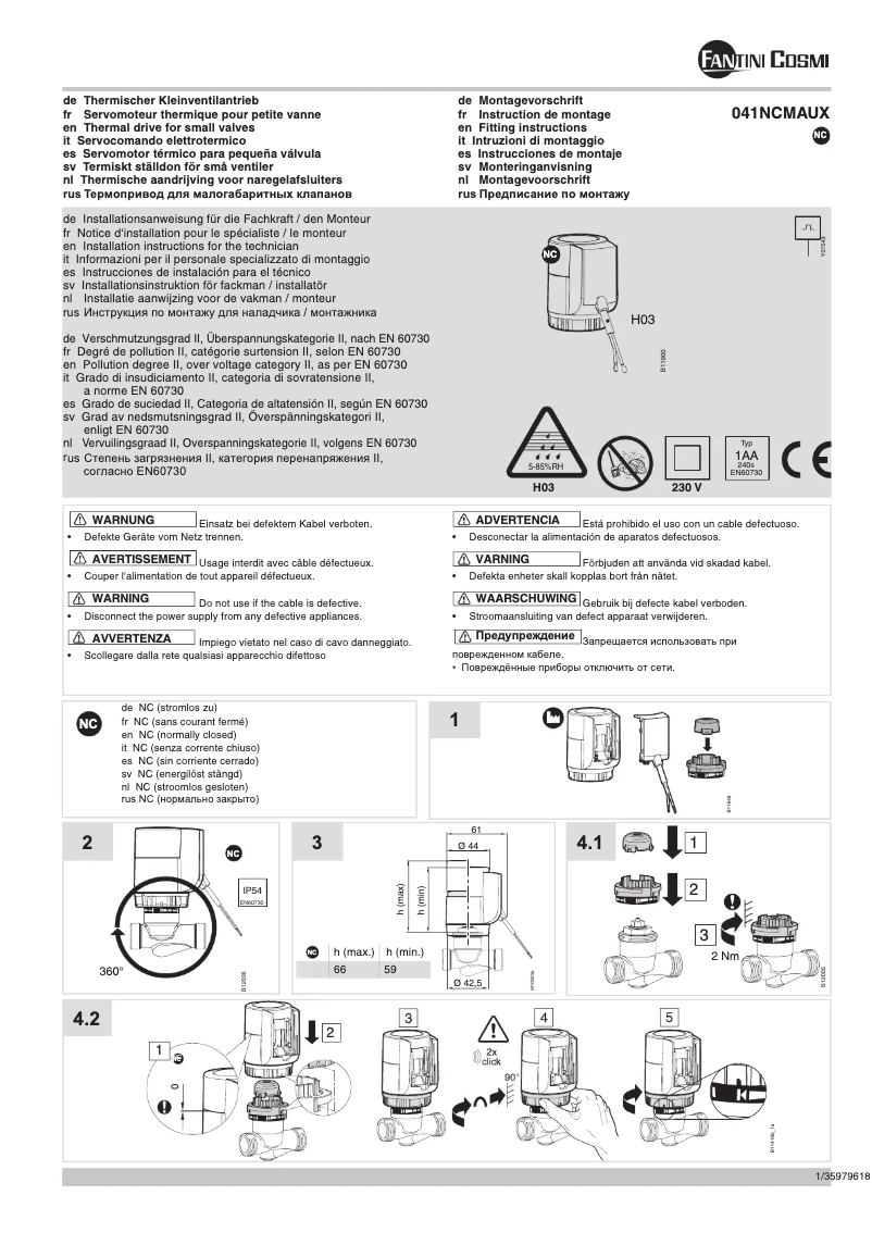 Página 1 del manual Manual de usuario Fantini Cosmi O41NCMAUX