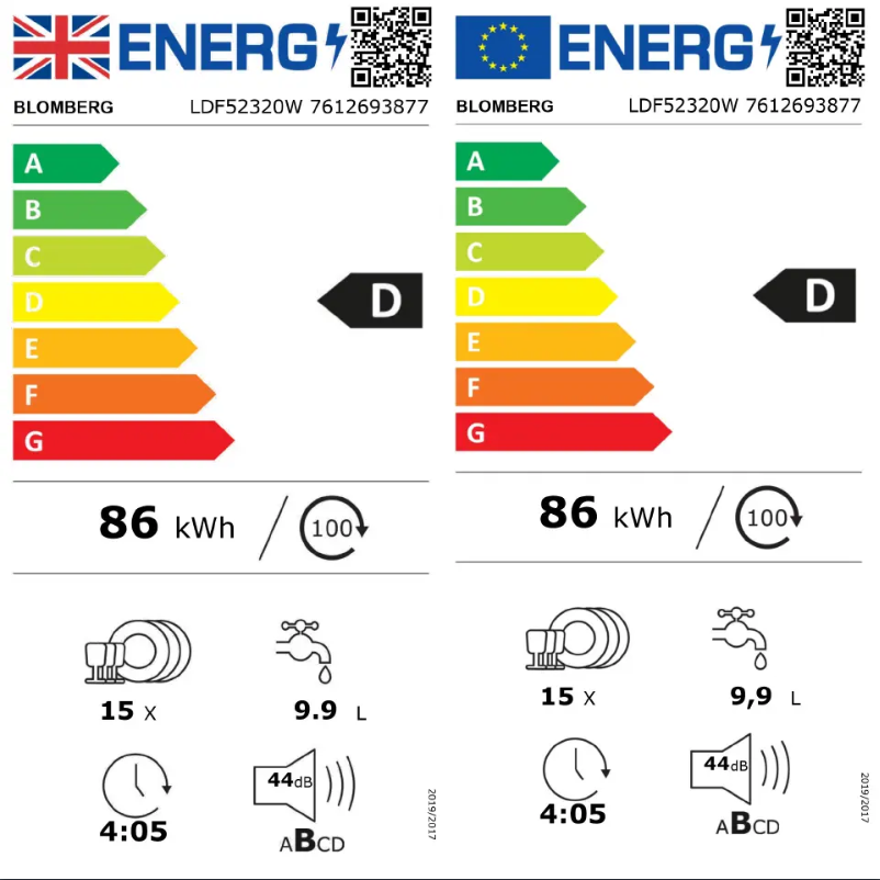 Page 1 de la notice Label énergétique Blomberg LDF52320W