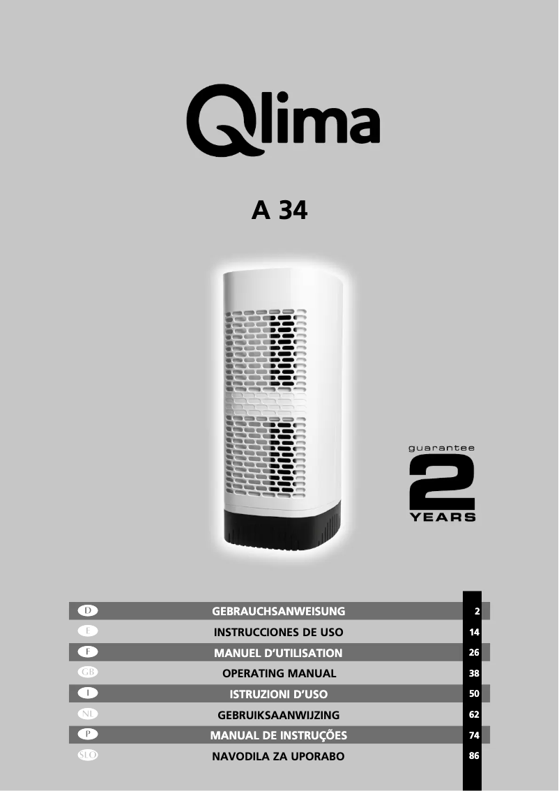 Page n°1 - Manuel utilisateur Qlima A 34
