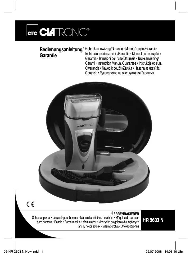 Image de la première page du manuel de l'appareil HR 2603