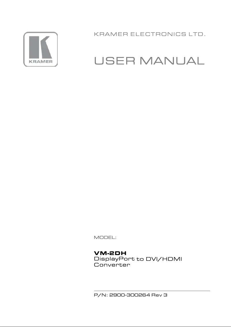 Página 1 del manual Manual de usuario Kramer VM-2DH
