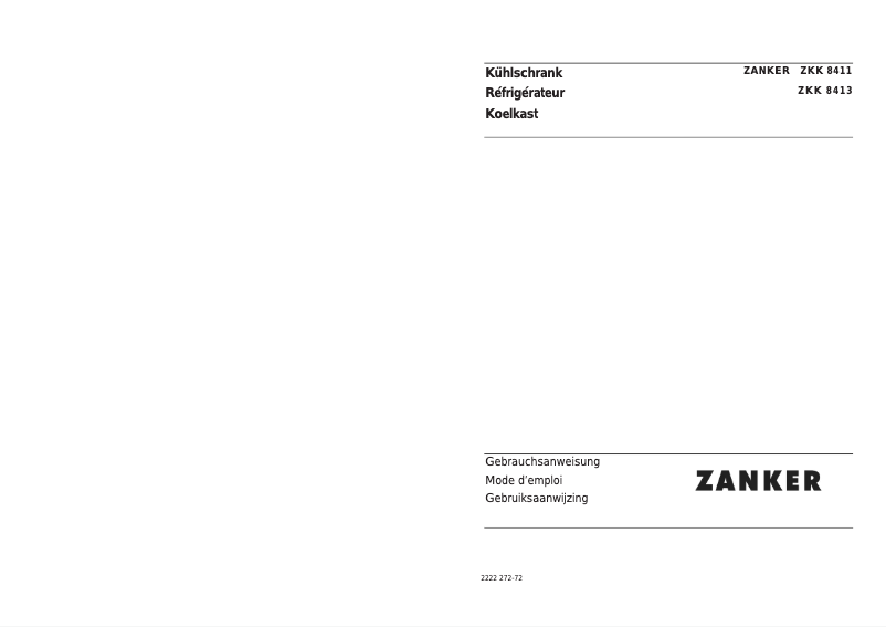 Page n°1 - Manuel utilisateur Zanker ZKK8413