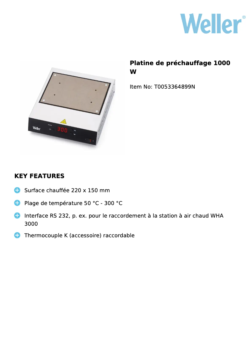 Page n°1 - Fiche technique Weller WHP 1000