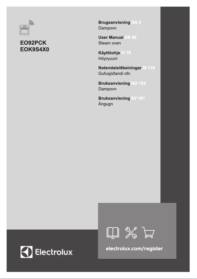 Page n°1 - Manuel utilisateur Electrolux EO92PCK