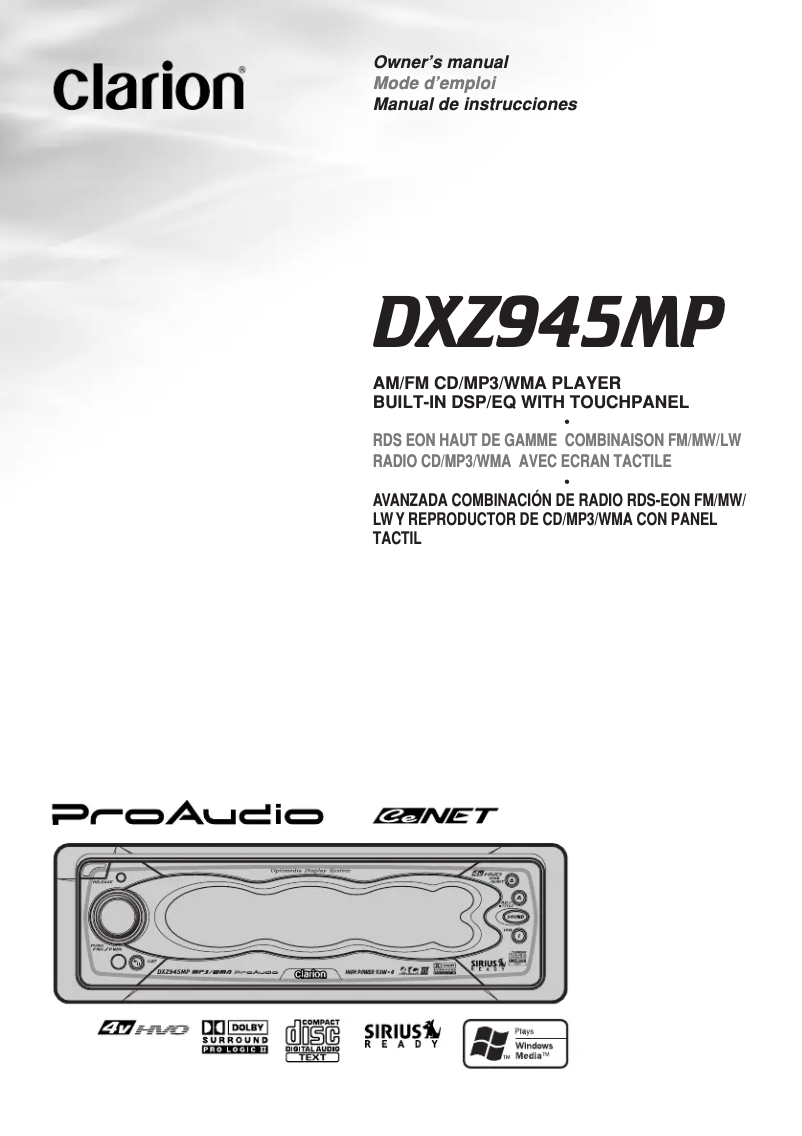 Image de la première page du manuel de l'appareil DXZ945MP