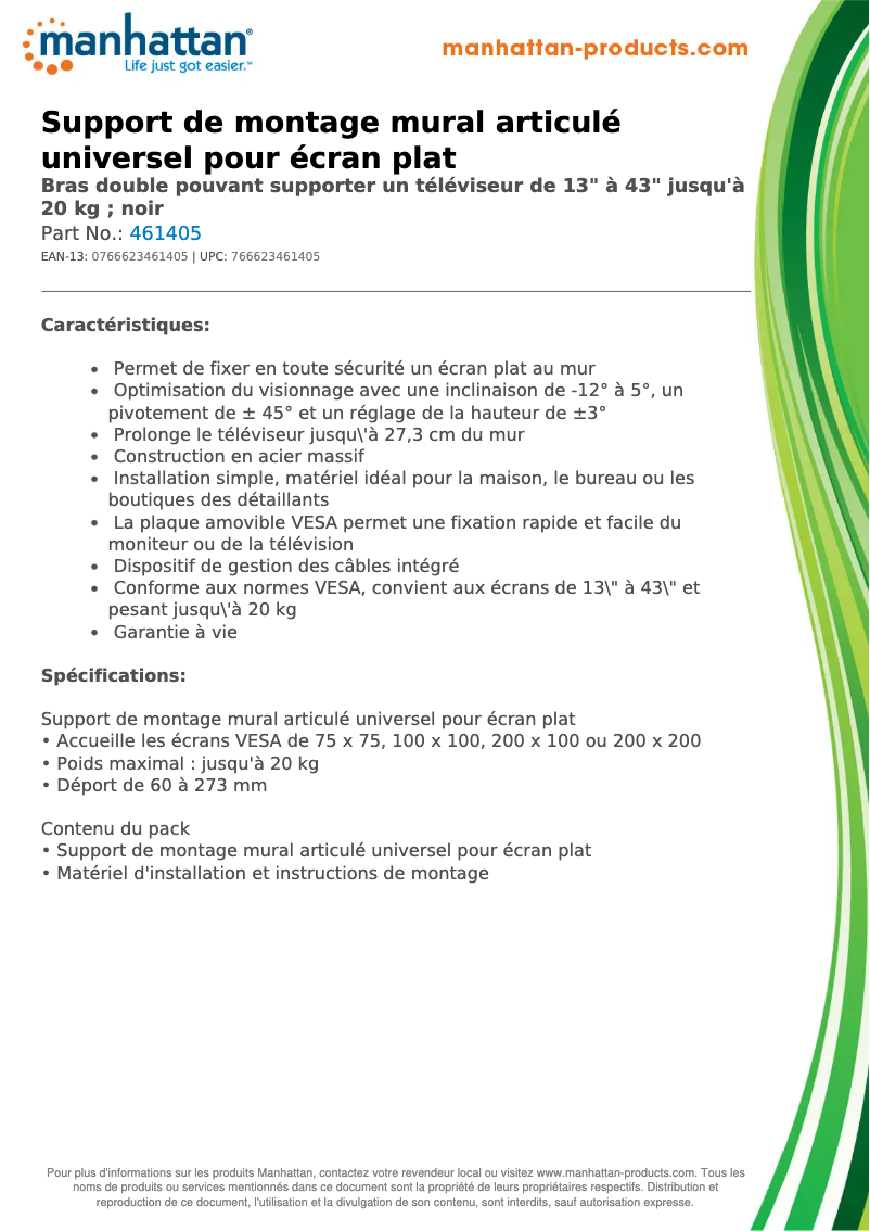 Page n°1 - Fiche technique Manhattan 461405