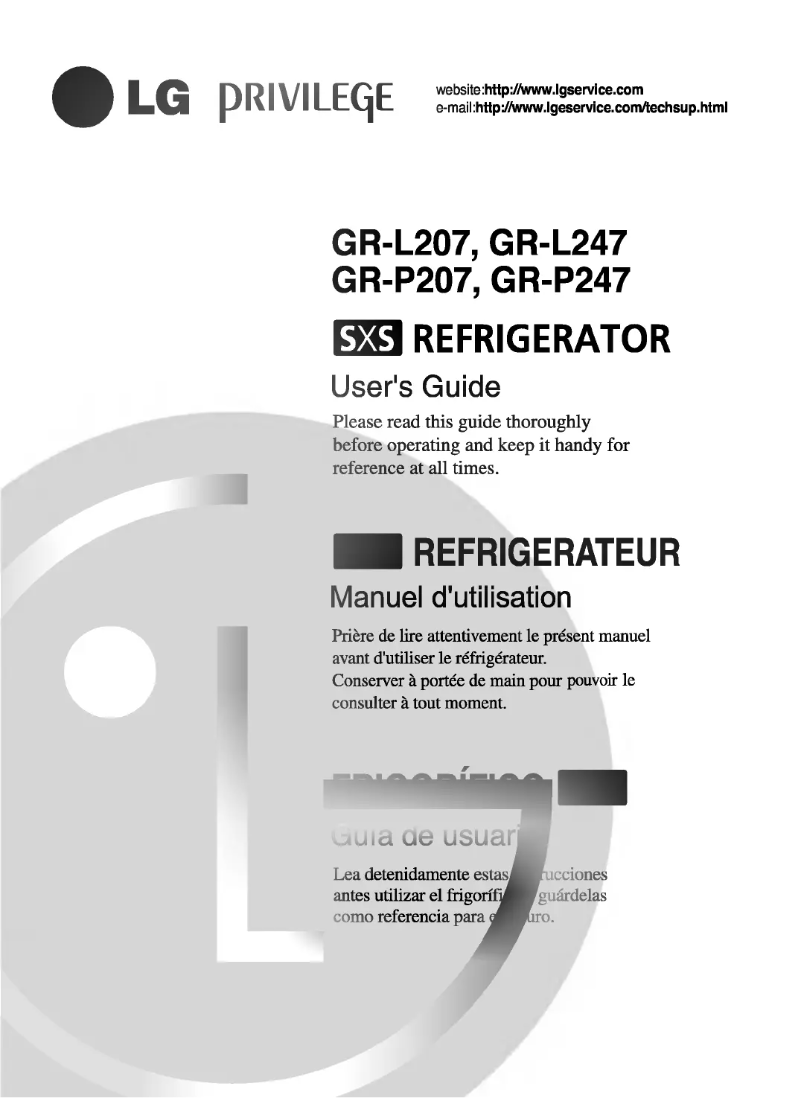 Page n°1 - Manuel utilisateur LG GR-L247WW