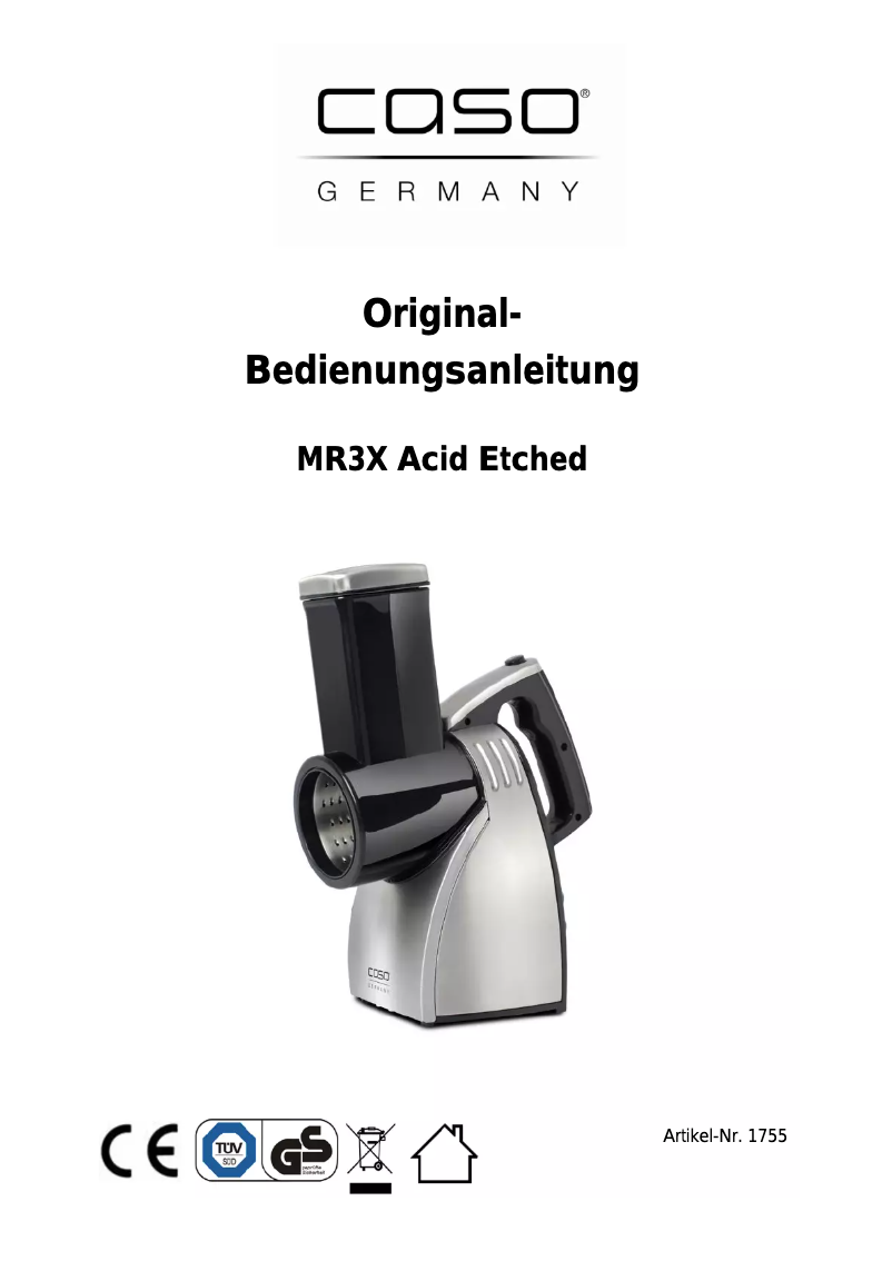 Page 1 de la notice Manuel utilisateur Caso MR3X Acid Etched