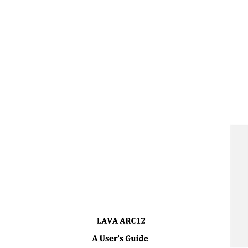 Page n°1 - Manuel utilisateur Lava Arc 12