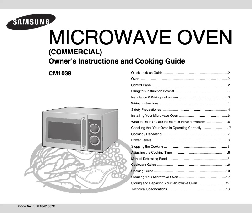 Page 1 de la notice Manuel utilisateur Samsung CM1039-K