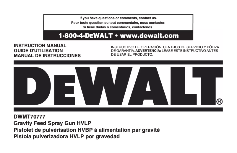 Page 1 de la notice Manuel utilisateur DeWalt DWMT70777