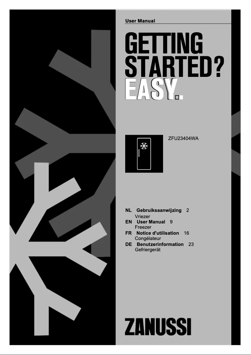Página 1 del manual Manual de usuario Zanussi ZFU 23404 WA