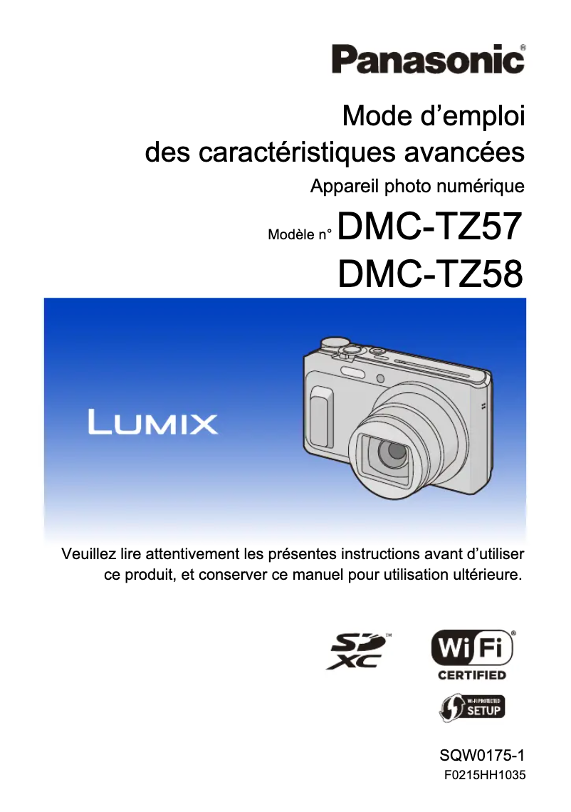 Page n°1 - Manuel utilisateur Panasonic Lumix DMC-TZ57