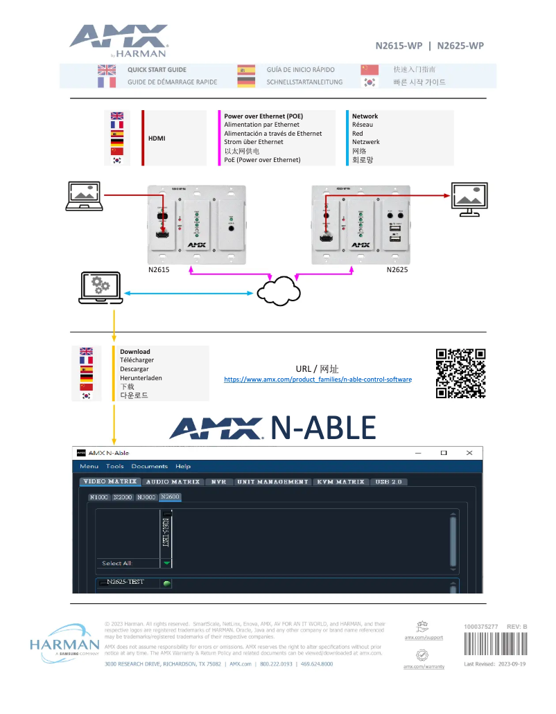 Page 1 de la notice Guide de démarrage rapide AMX NMX-DEC-N2625-WP