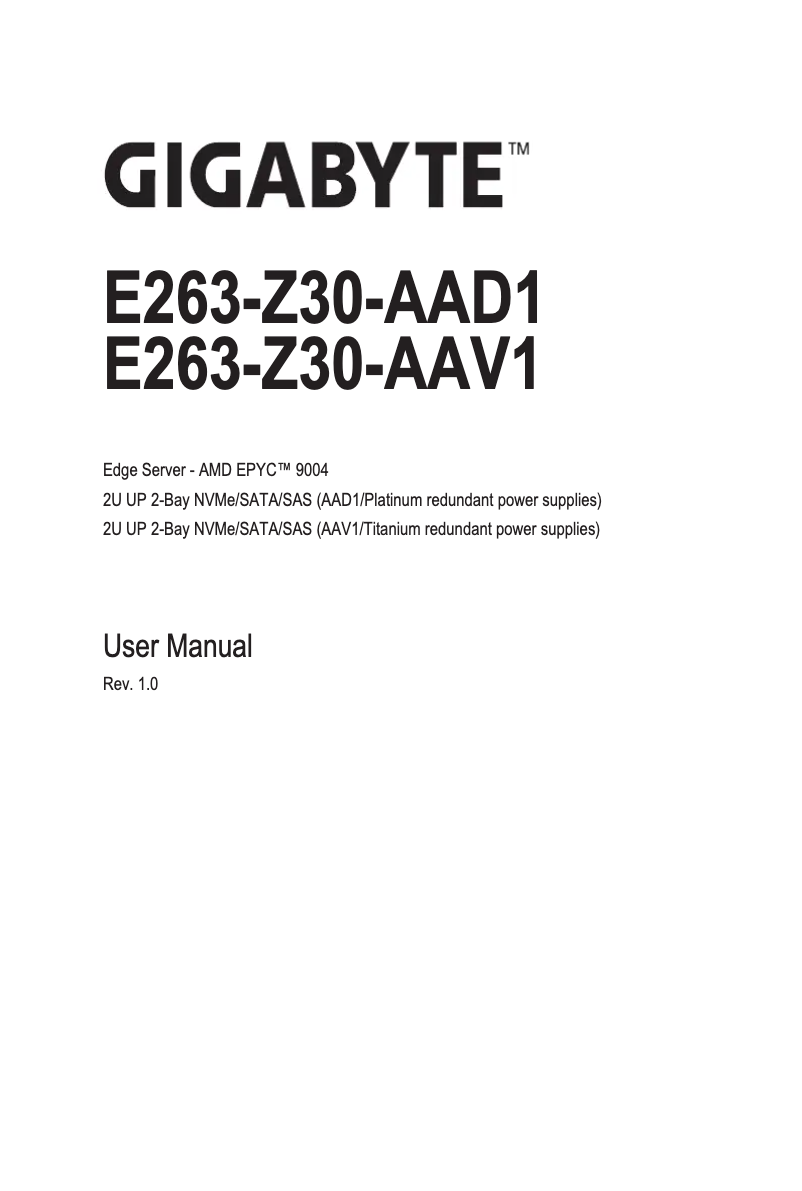 Page n°1 - Manuel utilisateur Gigabyte E263-Z30