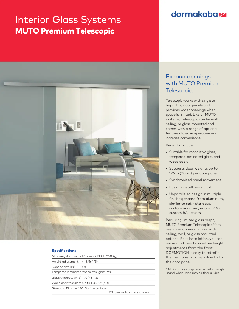 Page 1 de la notice Manuel utilisateur Dormakaba MUTO Telescopic