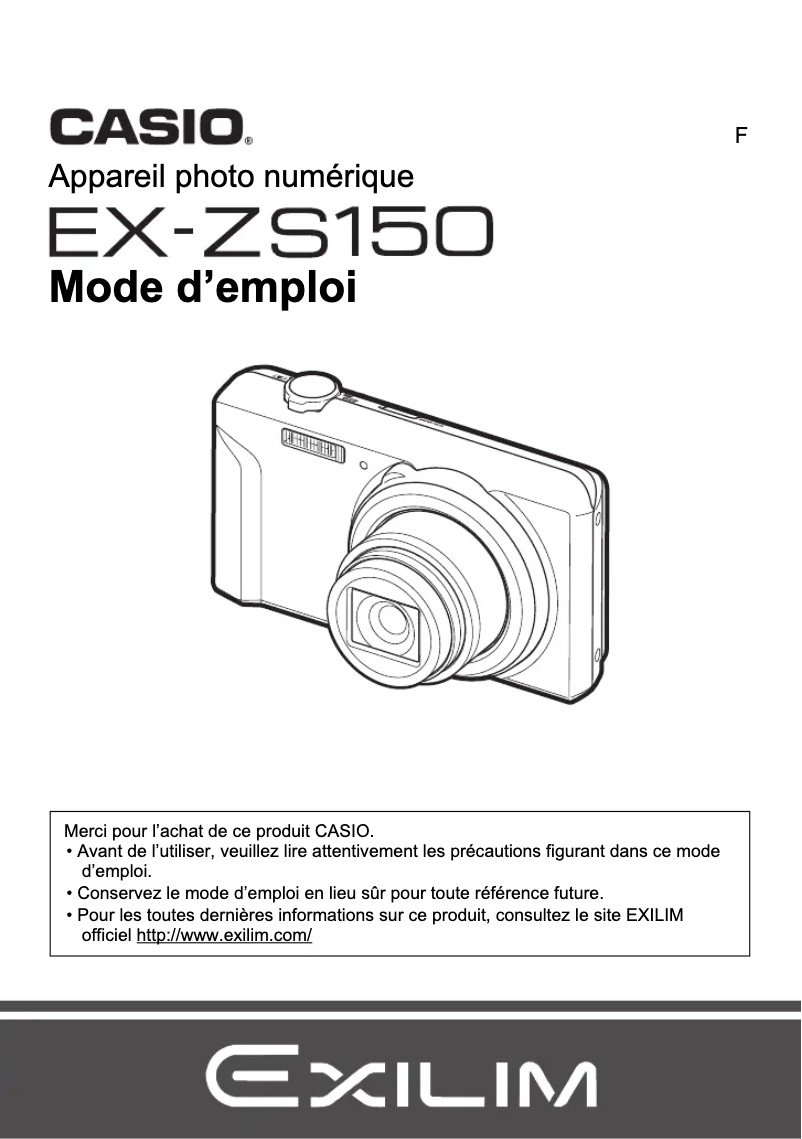 Page n°1 - Manuel utilisateur Casio Exilim EX-ZS150