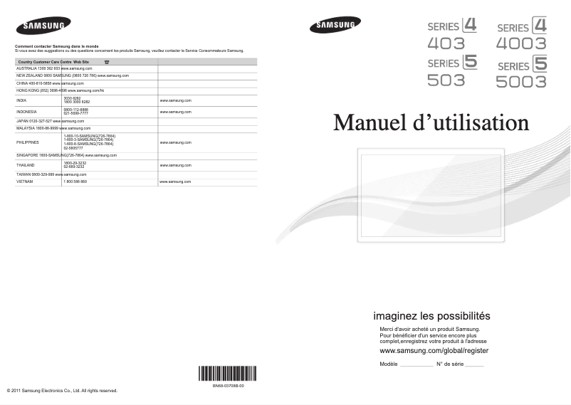 Page 1 de la notice Manuel utilisateur Samsung LA32D403E2
