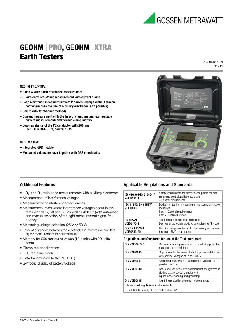 Image de la première page du manuel de l'appareil GEOHM PRO