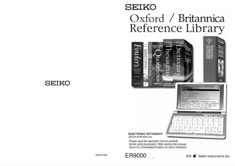Page n°1 - Manuel utilisateur Seiko ER-9000