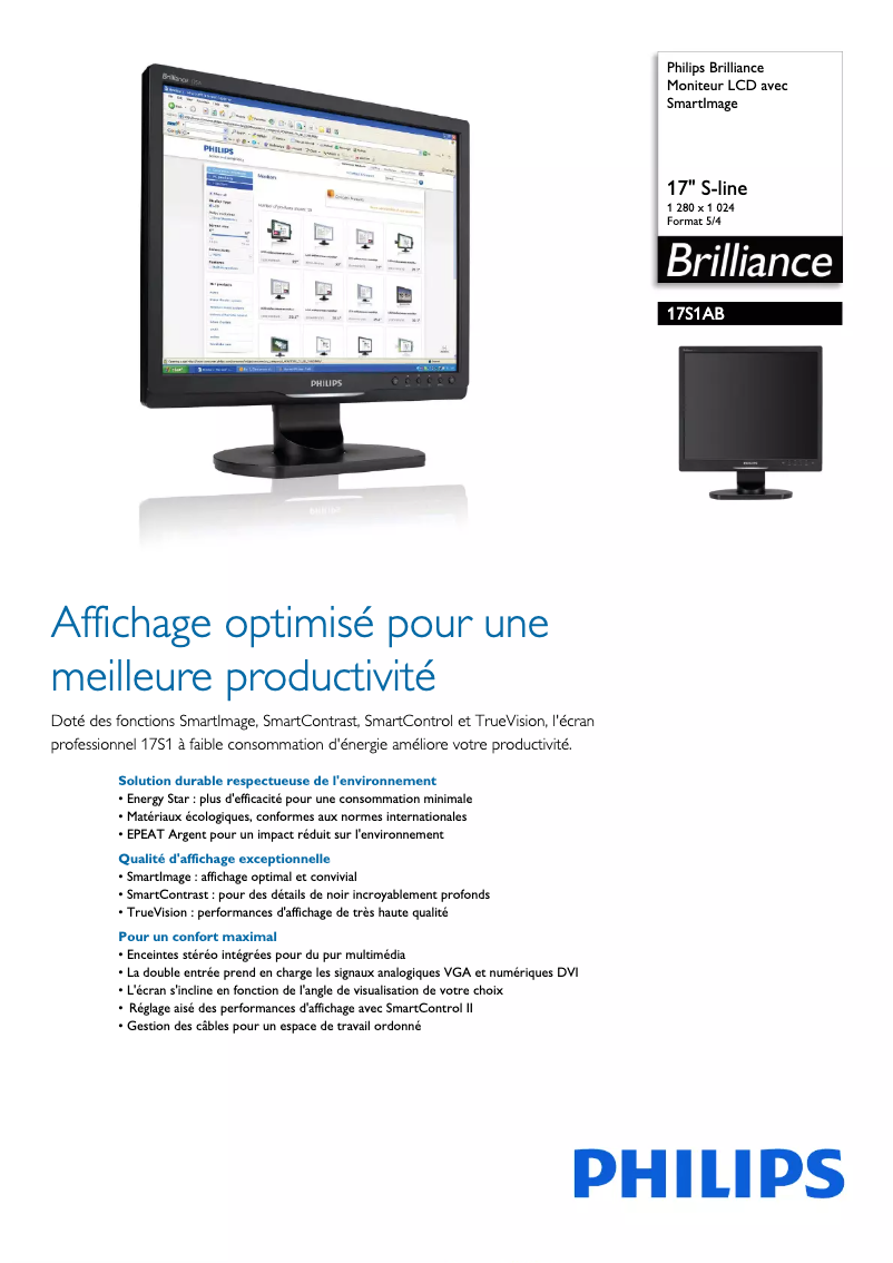 Página 1 del manual Ficha técnica Philips Brilliance 17S1AB