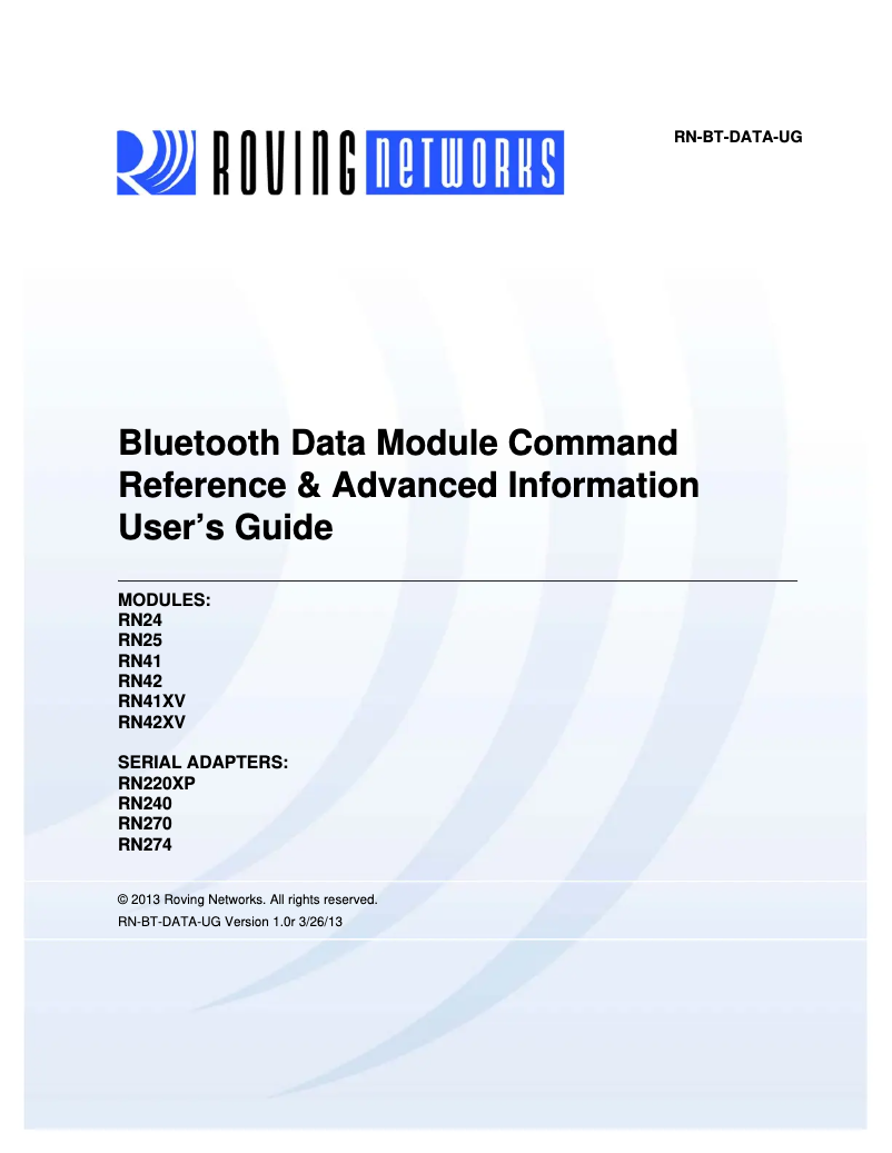 Page 1 de la notice Fiche technique Microchip RN42XV