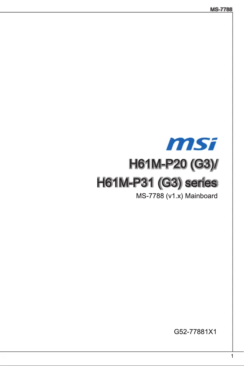 Page n°1 - Manuel utilisateur MSI H61M-P20