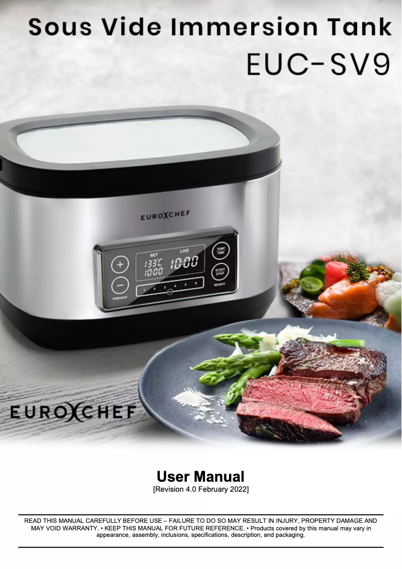 Page n°1 - Manuel utilisateur Eurochef EUC-SV9