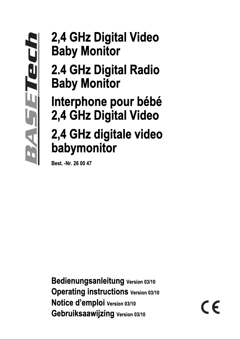 Página 1 del manual Manual de usuario BaseTech 2,4 GHz Digital Video Baby Monitor
