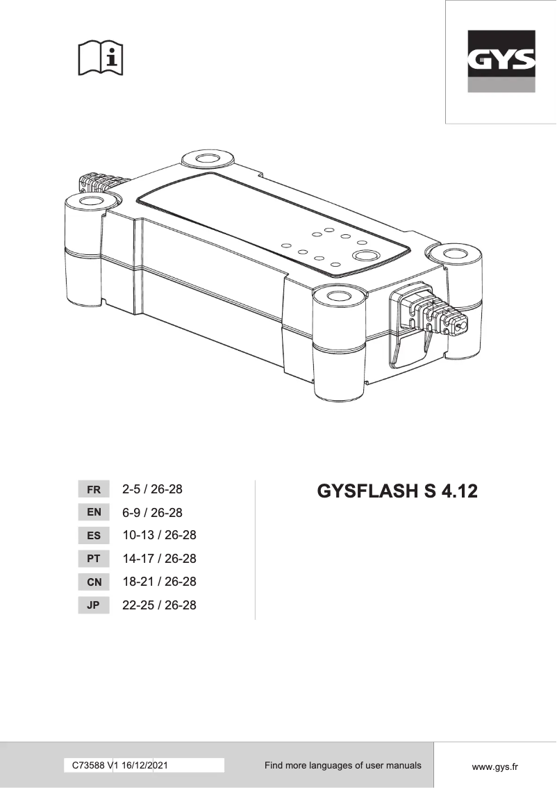 Page 1 de la notice Manuel utilisateur GYS Gysflash S 4.12
