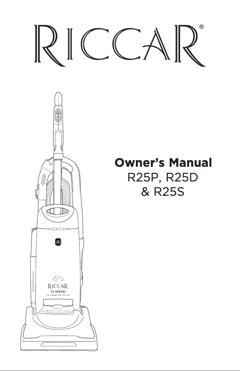 Page n°1 - Manuel utilisateur Riccar Standard Clean Air R25S