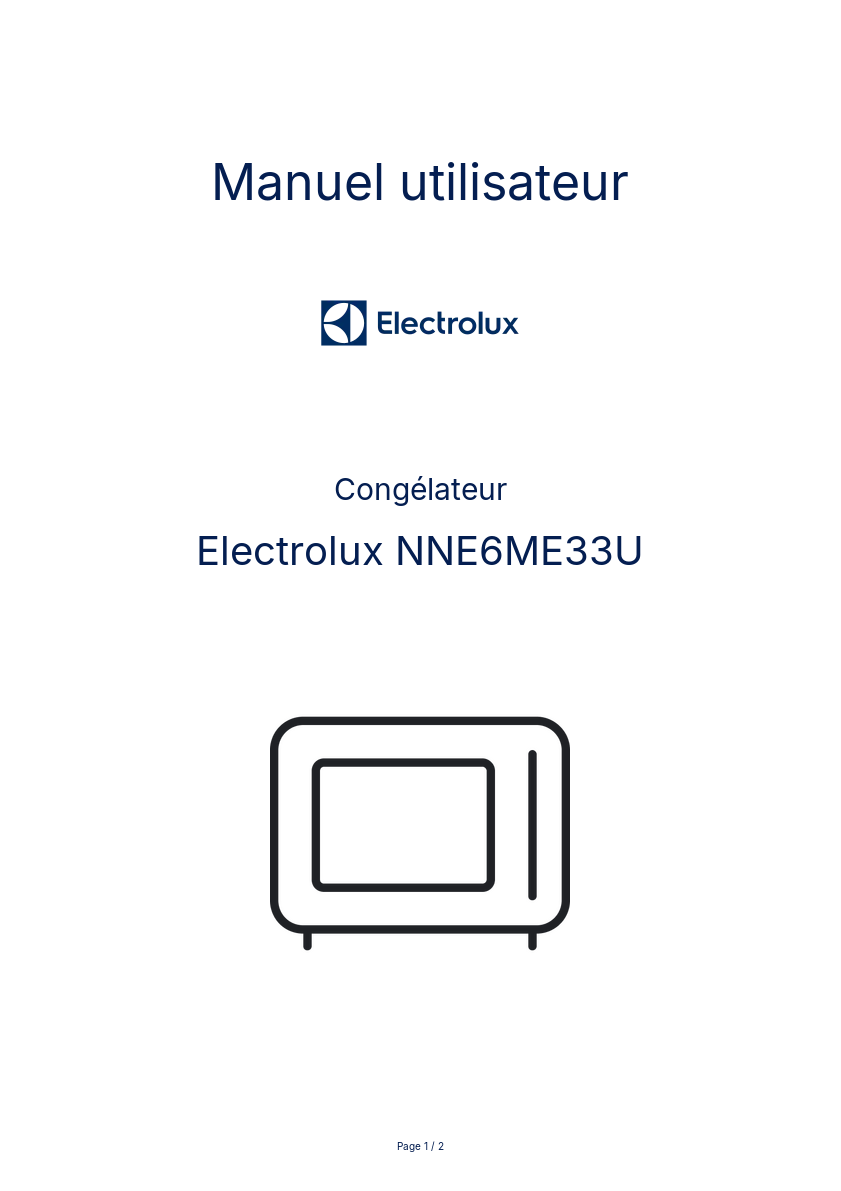 Page n°1 - Manuel utilisateur Electrolux NNE6ME33U